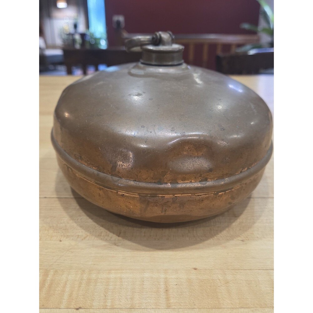 Vintage Copper Canteen & Hot Water Bottle - Antique, Dented, Non-Functional - Picture 2 of 7